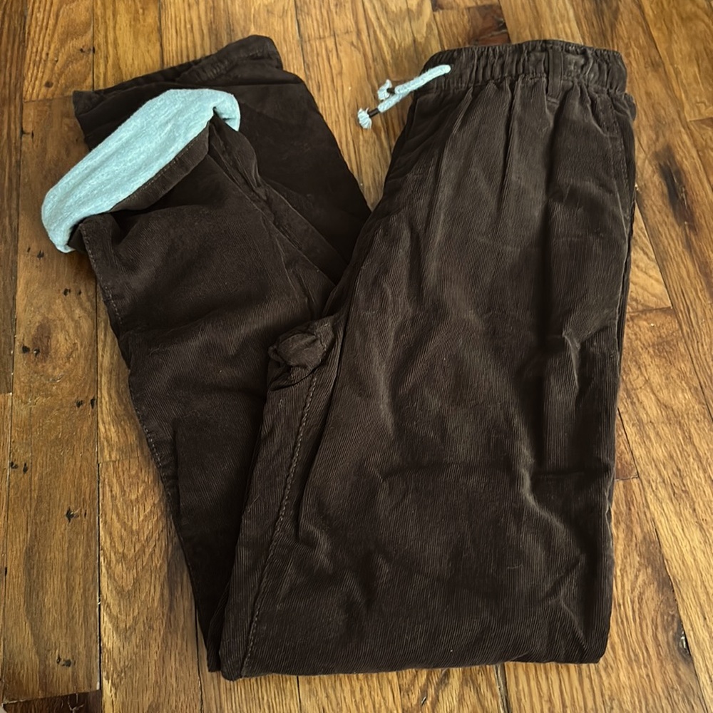 Gymboree fine-wailed brown corduroy pants w/jersey lining  drawstring waist sz12